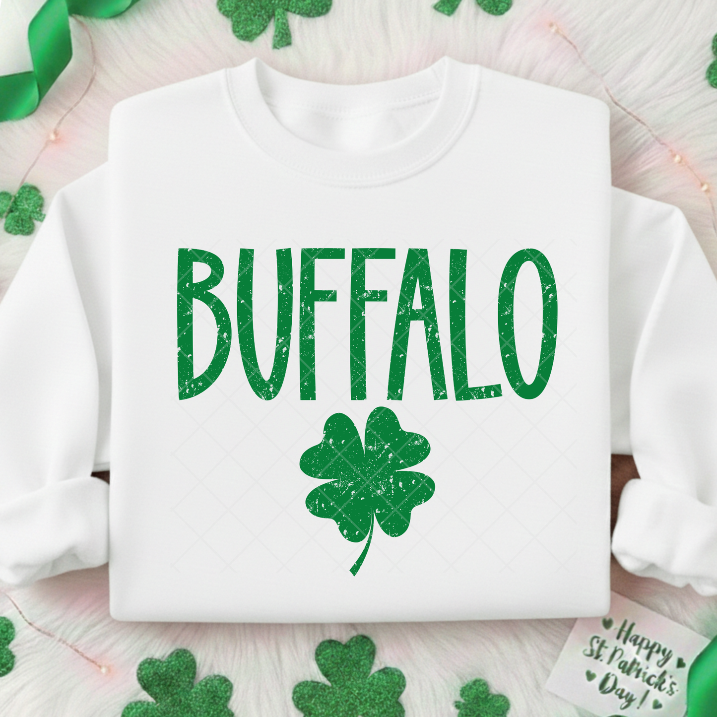 Buffalo Four Leaf Clover Distressed DTF Transfer