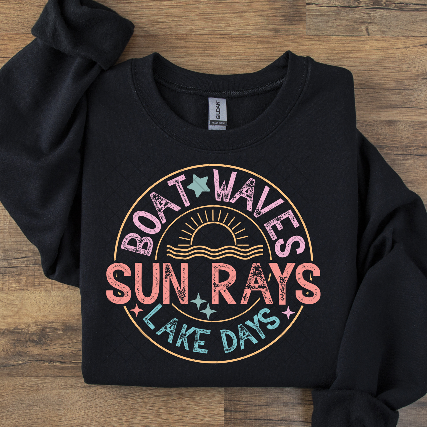 Boat Waves Sun Rays Lake Days DTF Transfer