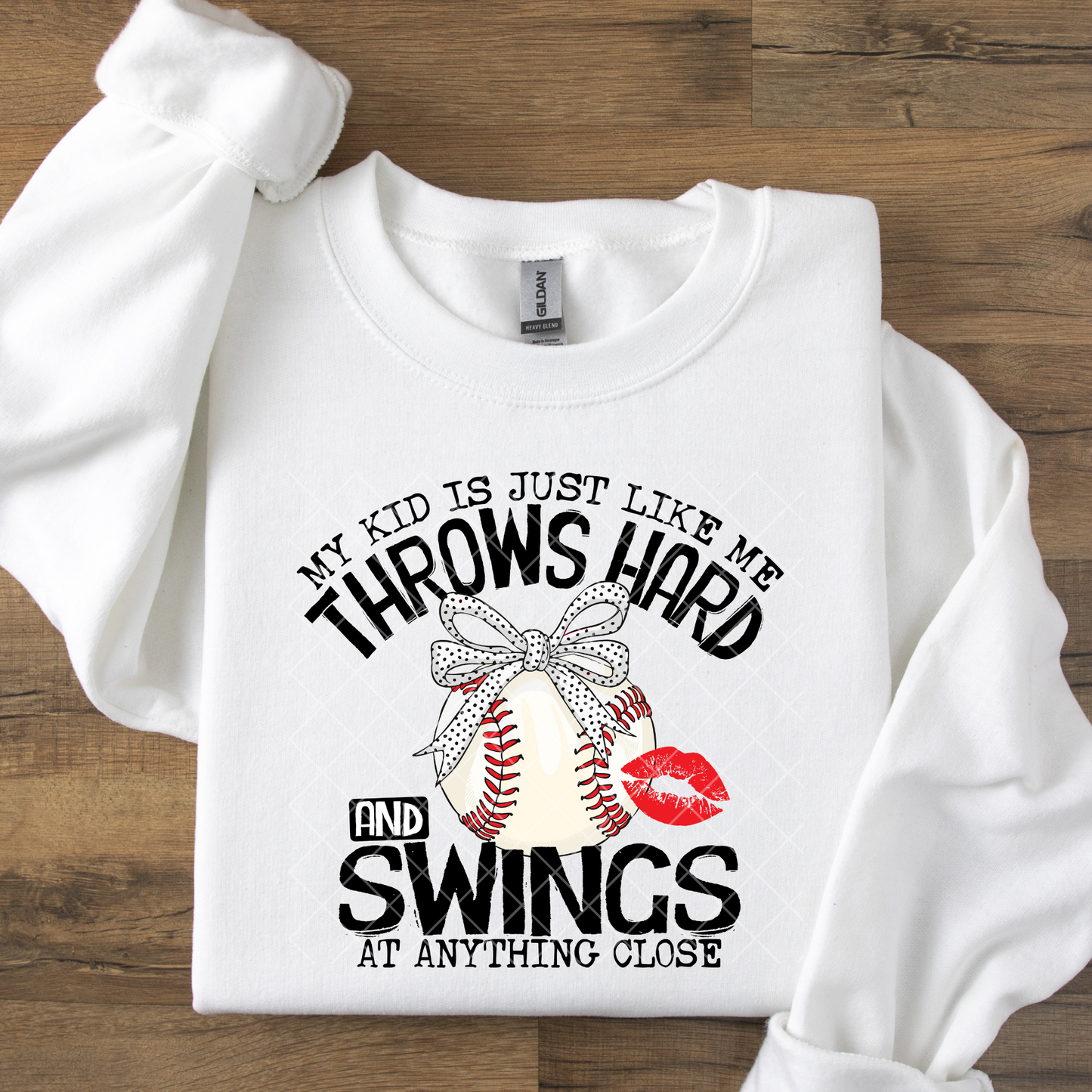 Throws Hard and Swings at Anything Close Baseball Mom DTF Transfer