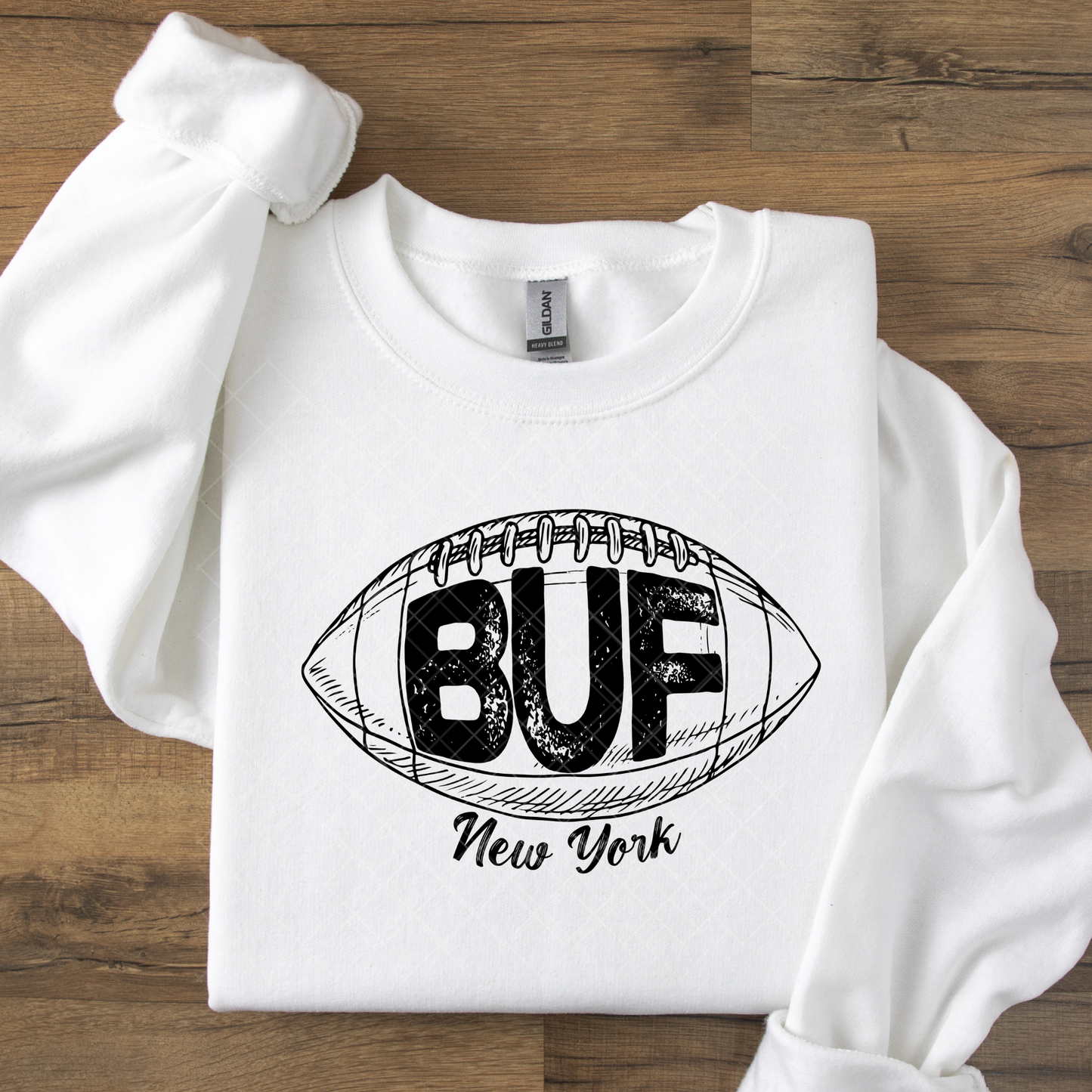 Buffalo Football Distressed White or Black DTF Transfer