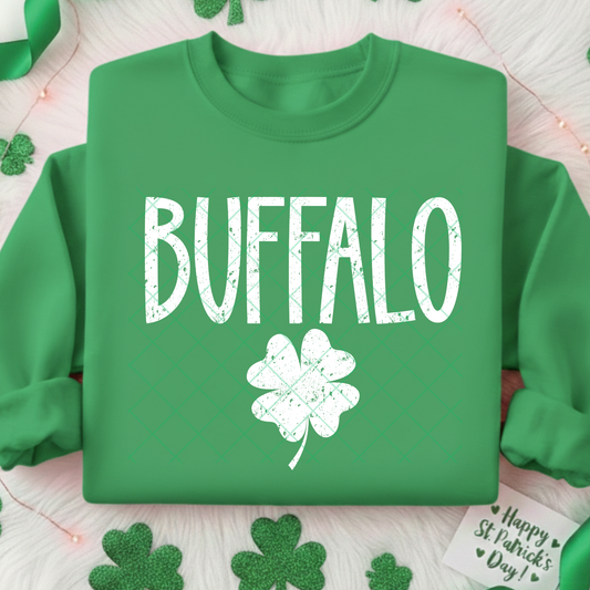 Buffalo Four Leaf Clover Distressed DTF Transfer