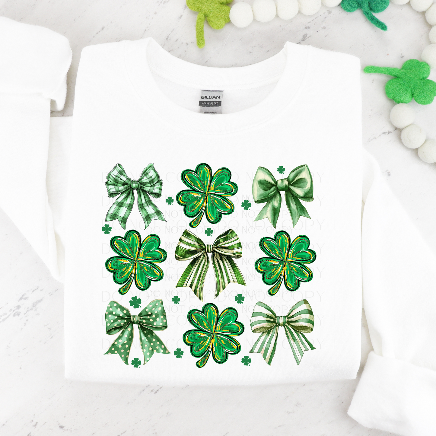 Clover Bow Grid St Patrick's Day DTF Transfer