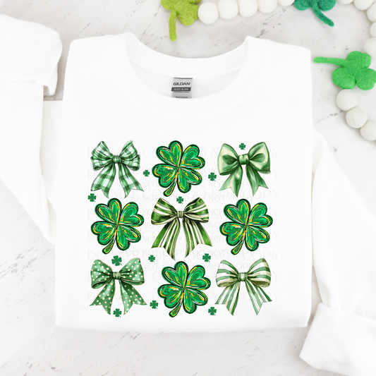 Clover Bow Grid St Patrick's Day DTF Transfer