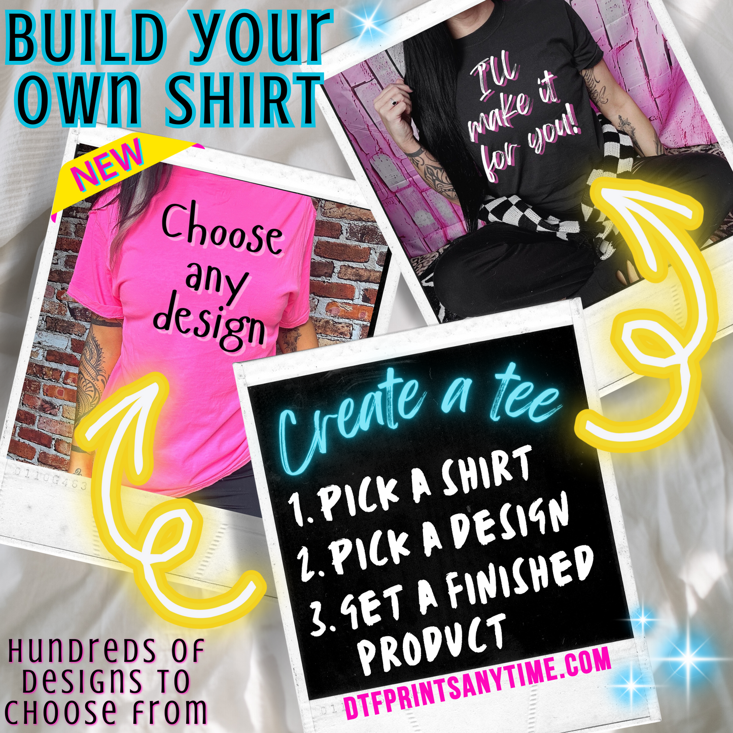Finished Sweatshirt, Build a Tee, Create Your Own Shirt,  Crewneck Pressed For You, Custom