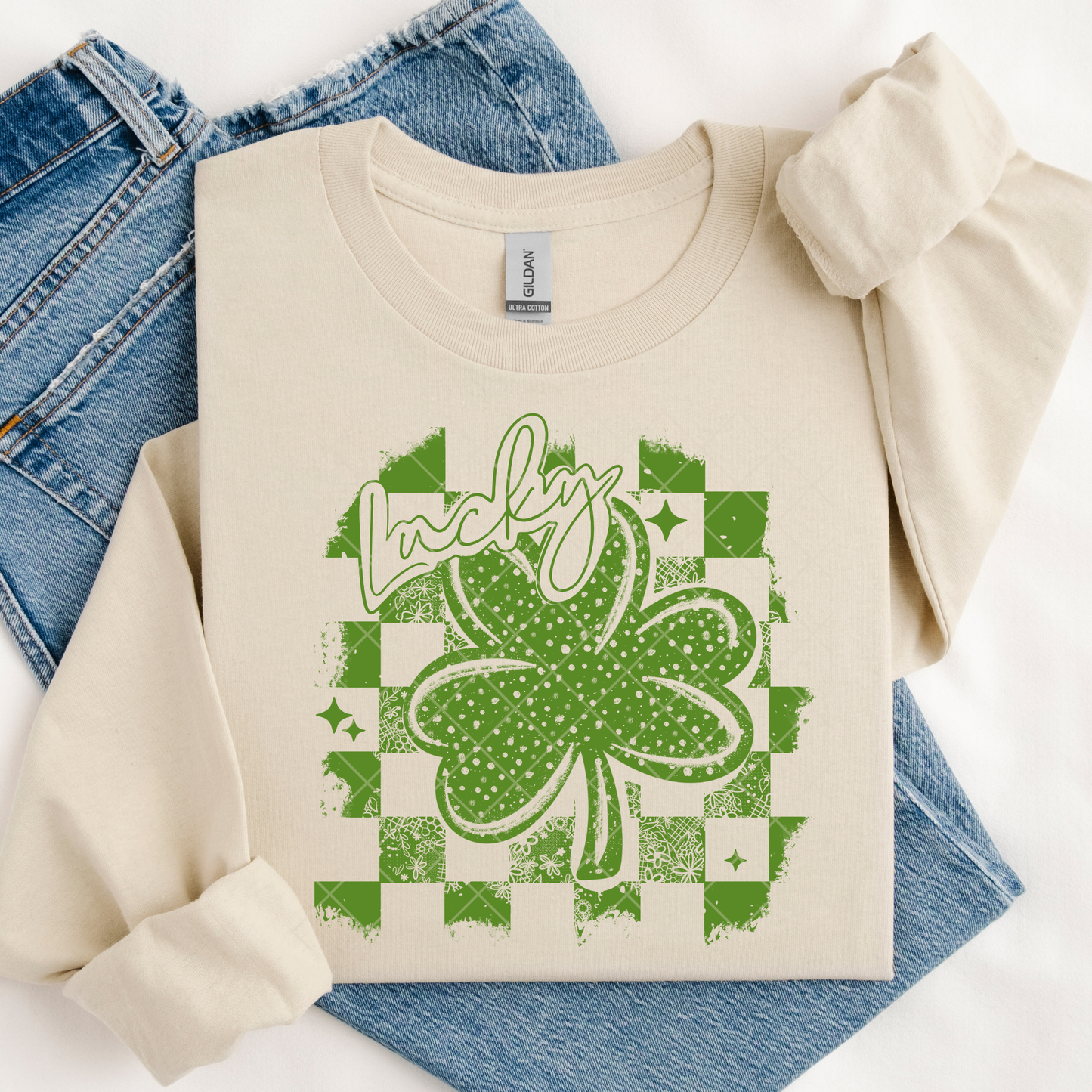 Checkered Lucky Shamrock DTF Transfer