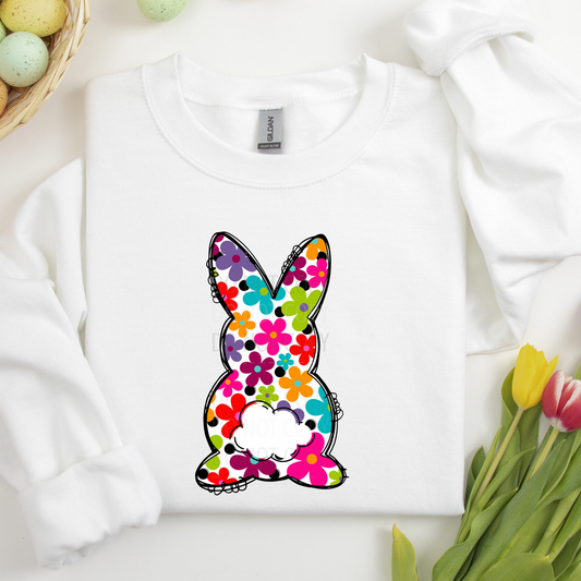 Colorful Flower Bunny DTF Transfer