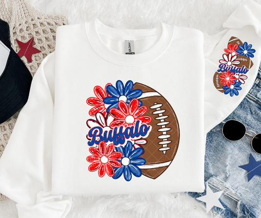 Buffalo Floral Football DTF Transfer Set with Sleeve