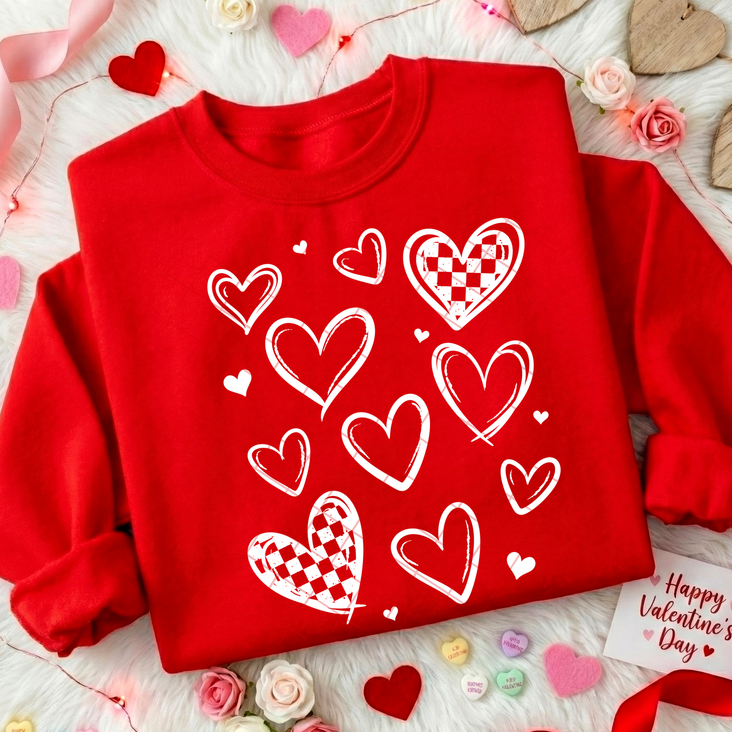 Hearts and Checks DTF Transfer