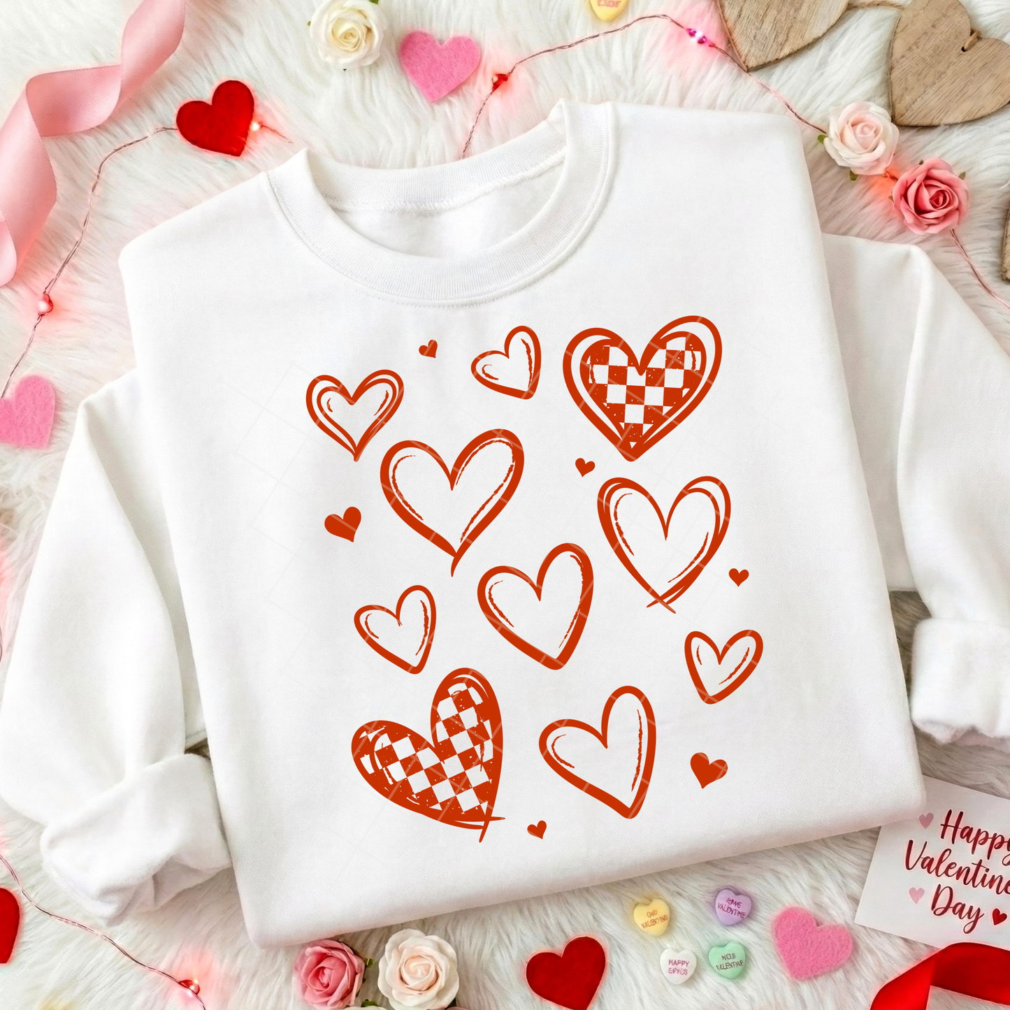 Hearts and Checks DTF Transfer