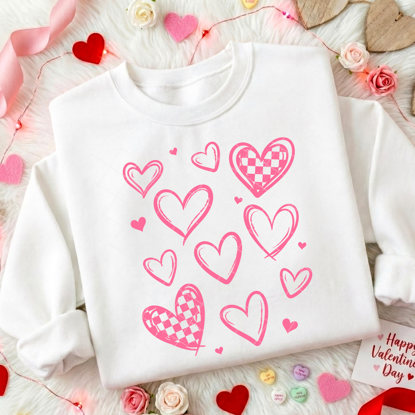 Hearts and Checks DTF Transfer