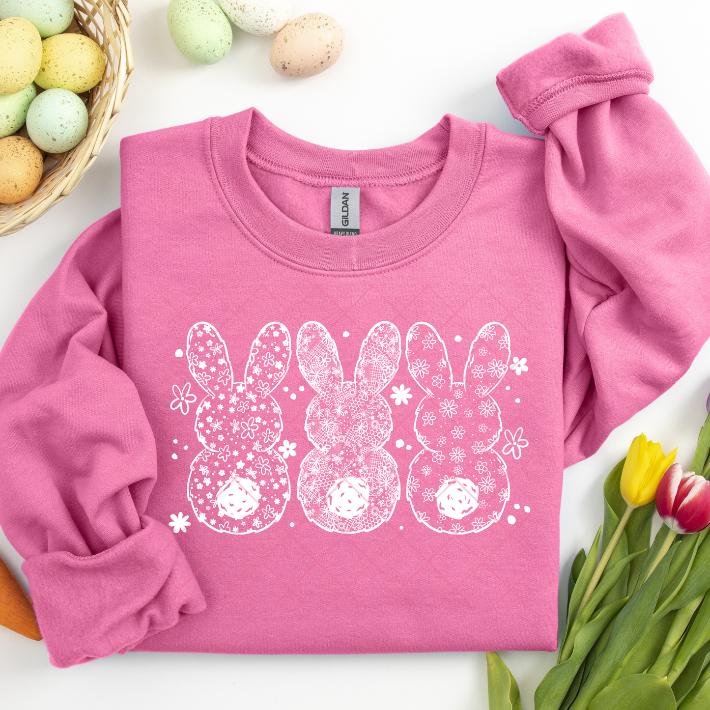 Three White Bunnies Easter DTF Transfer