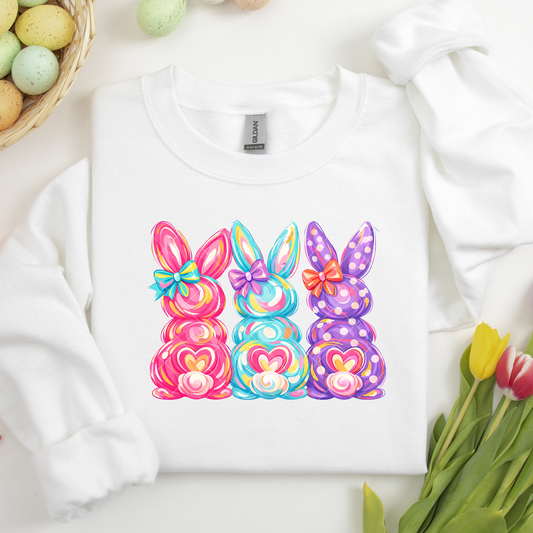 Colorful Bunny Trio DTF Transfer