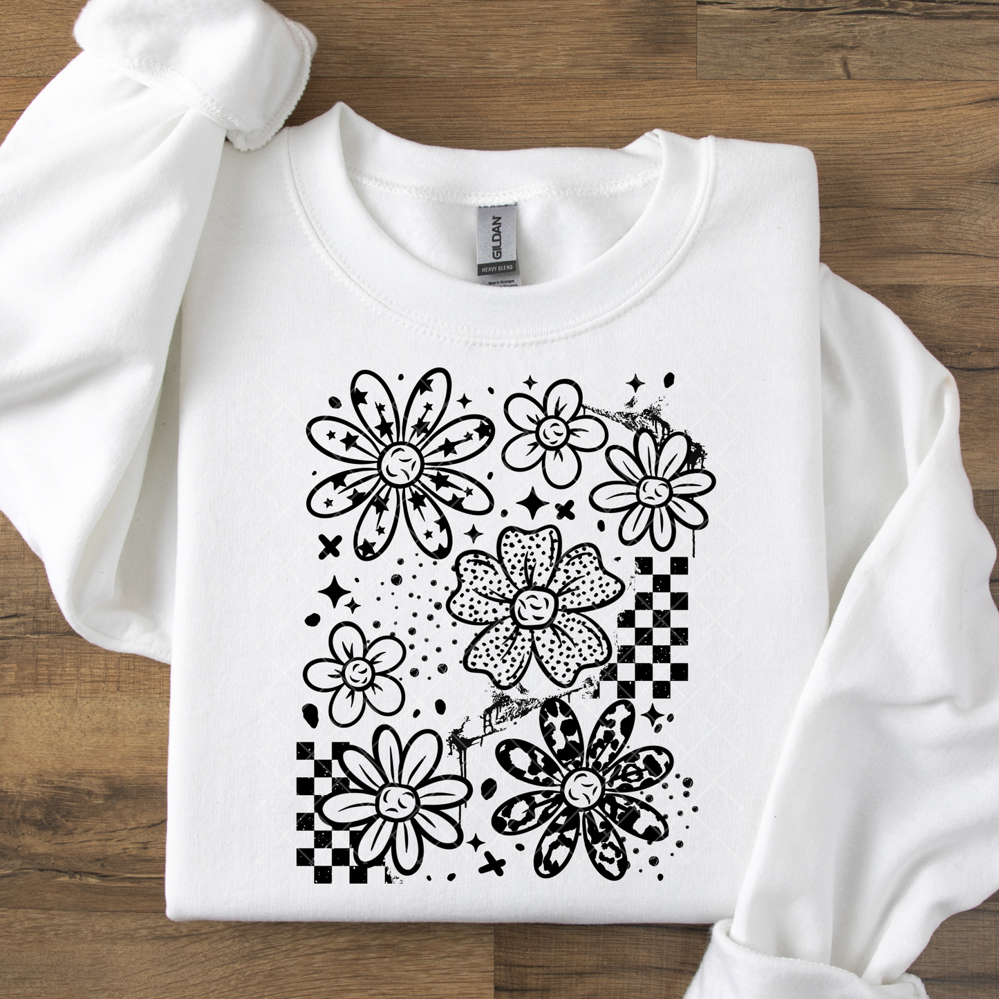 Floral and Checks Single Color DTF Transfer