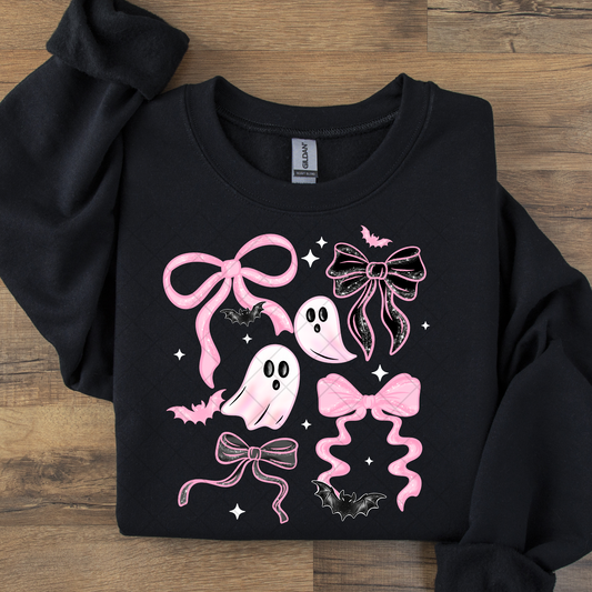 Cute Bow Halloween Design Pink or Orange DTF Transfer