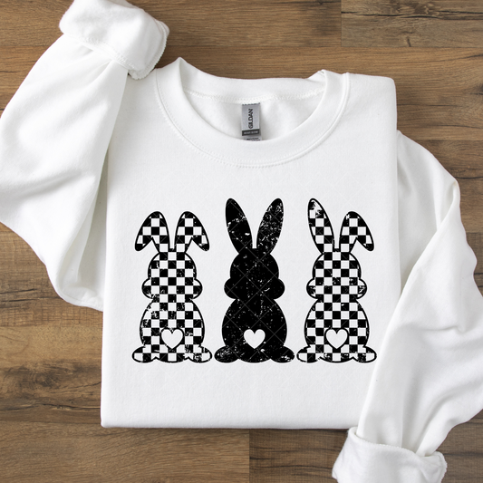 Triple Checkered Bunnies DTF Transfer