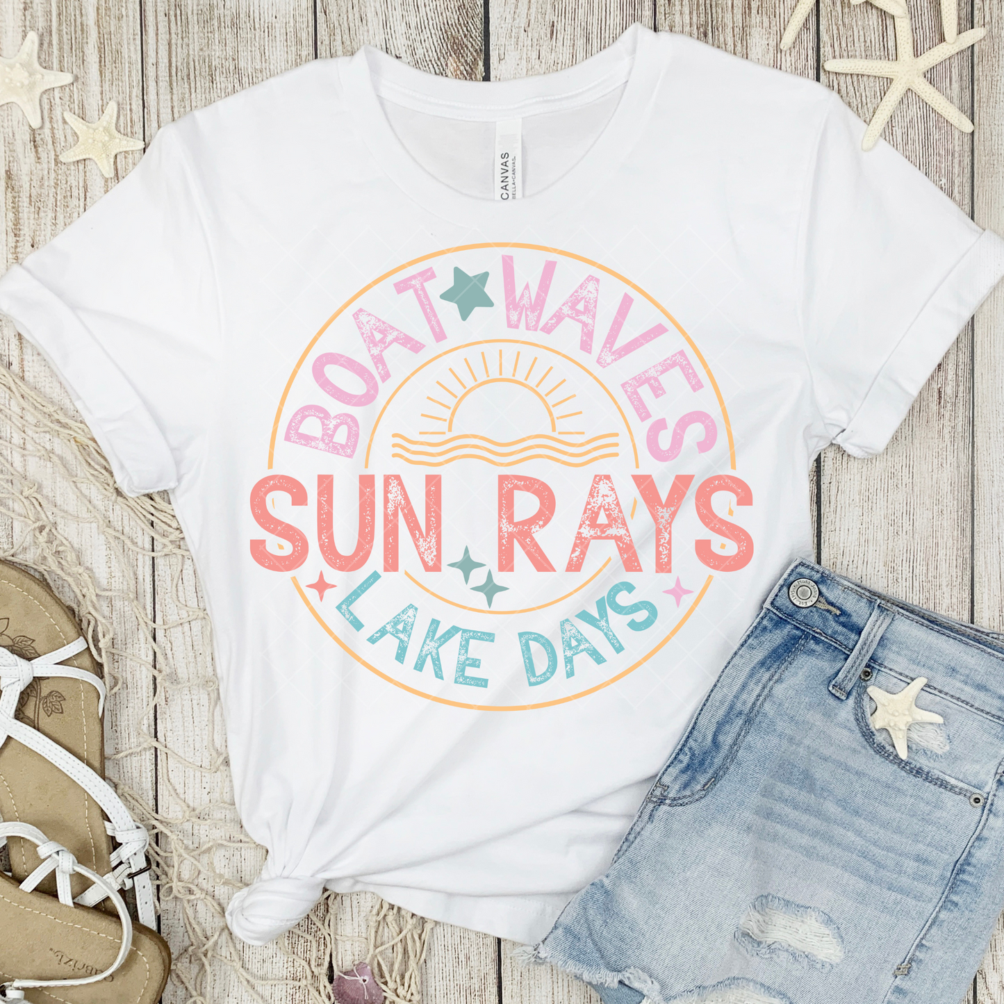 Boat Waves Sun Rays Lake Days DTF Transfer