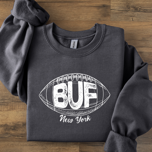 Buffalo Football Distressed White or Black DTF Transfer