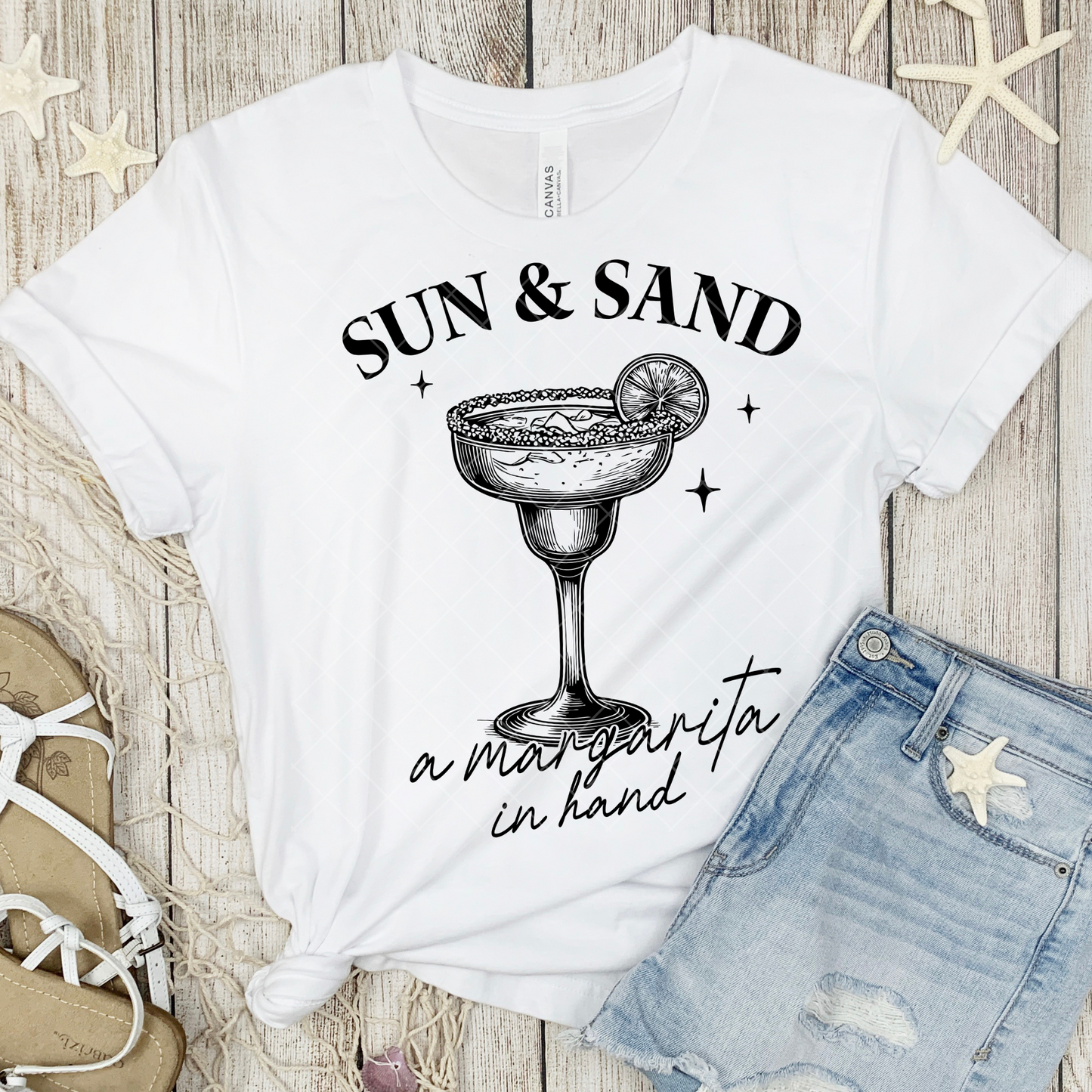 Sun and Sand and a Margarita in Hand Single Color DTF Transfer