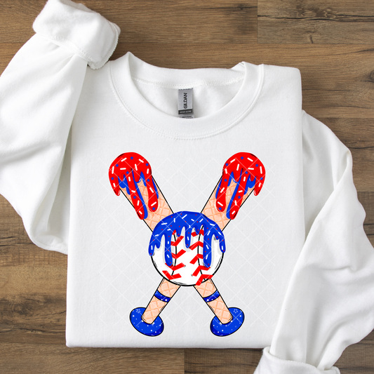 Baseball Bats Red, White, and Blue Drip DTF Transfer