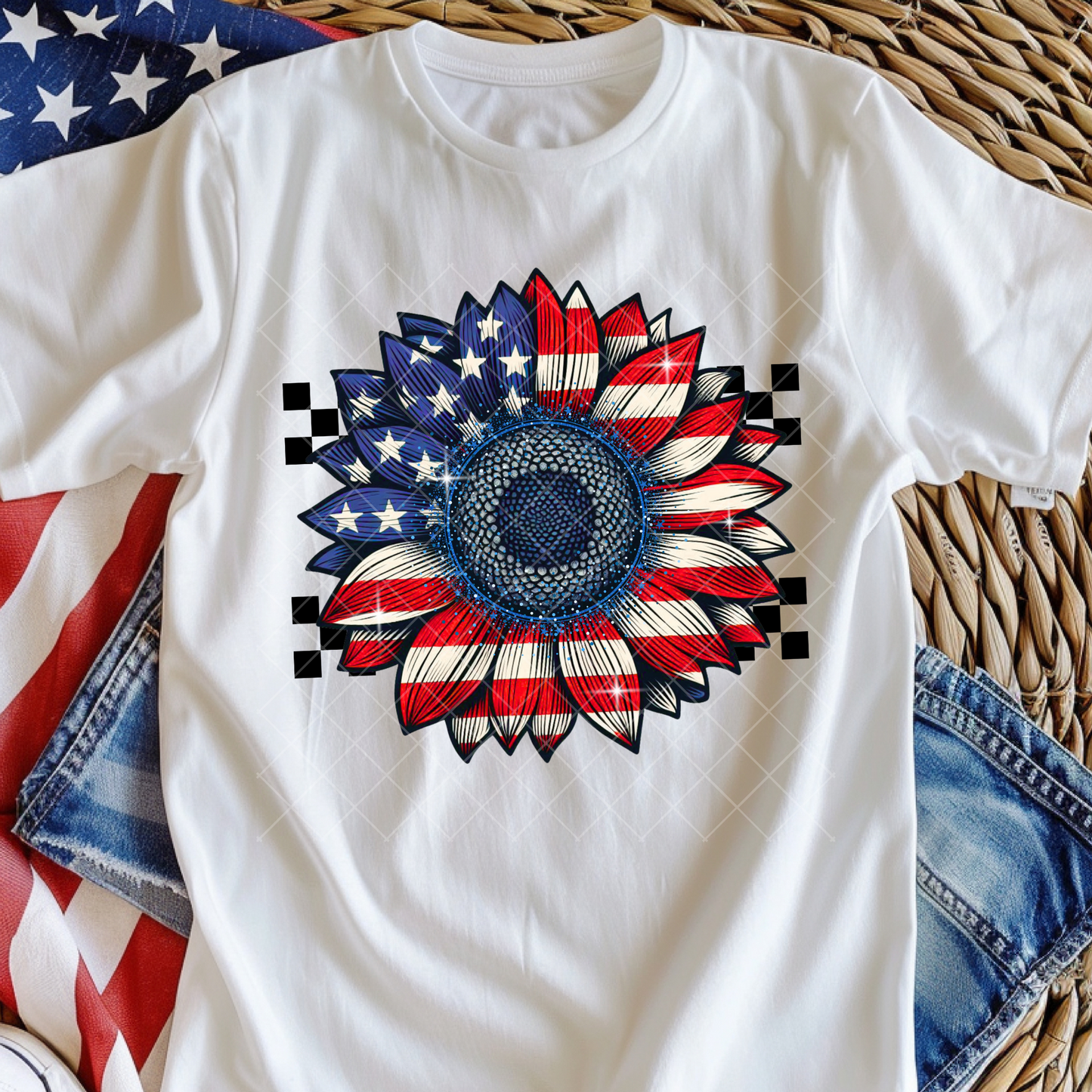 Patriotic Sunflower DTF Transfer