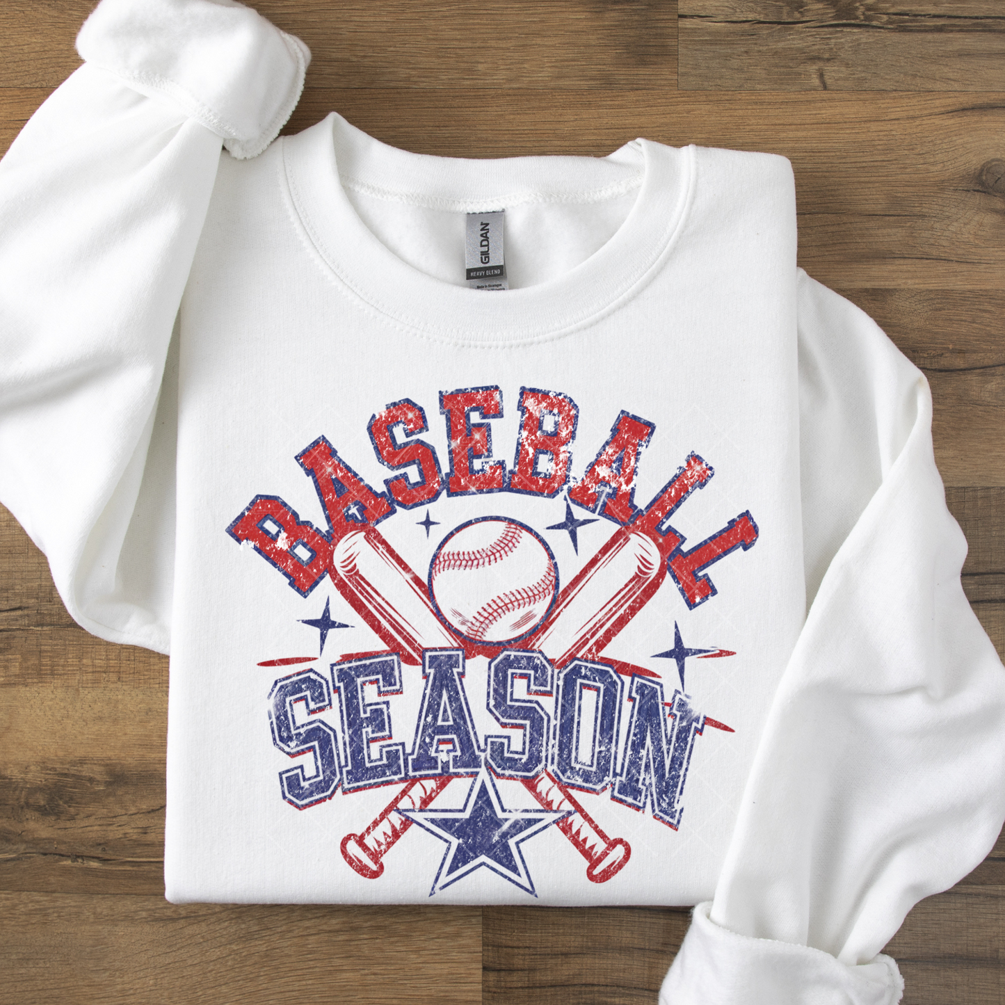 Baseball Season Distressed Red and Blue DTF Transfer