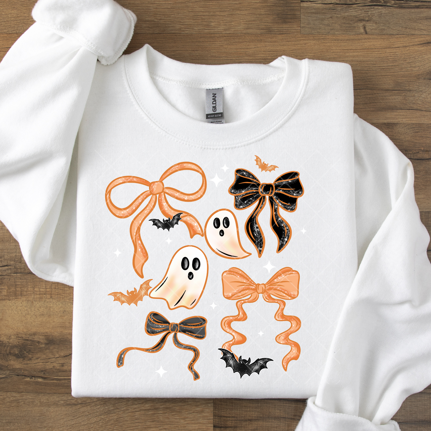 Cute Bow Halloween Design Pink or Orange DTF Transfer