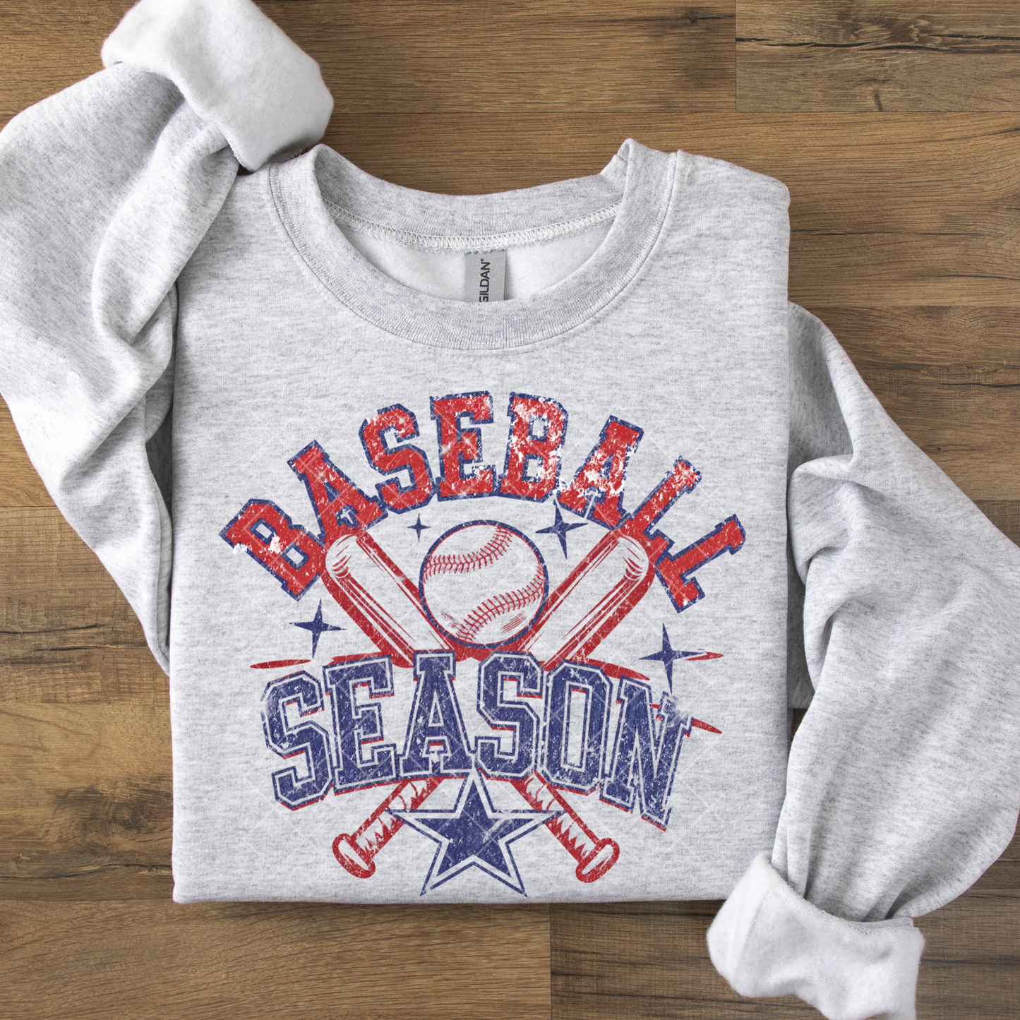 Baseball Season Distressed Red and Blue DTF Transfer
