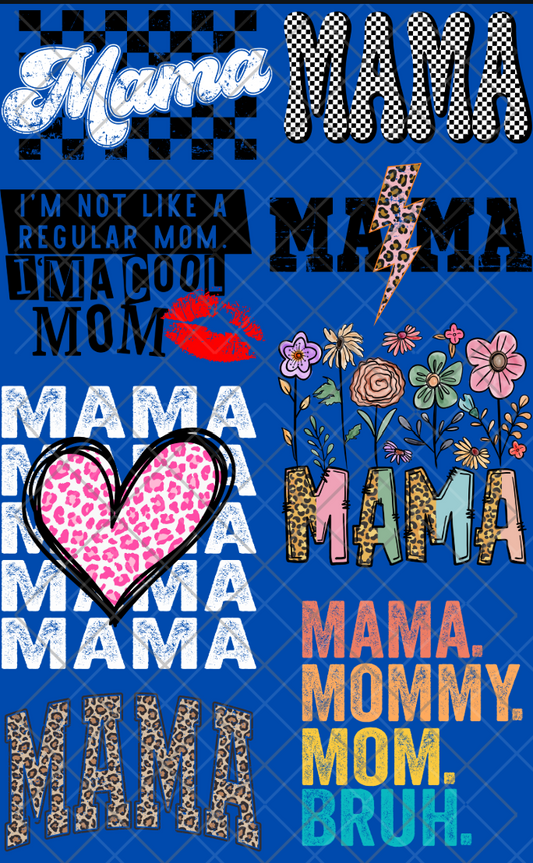 Pre-Made Mama DTF Gang Sheet 22x36 with 8 Designs