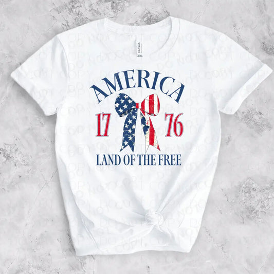 America Land Of The Free Croquette Bow Dtf Transfer