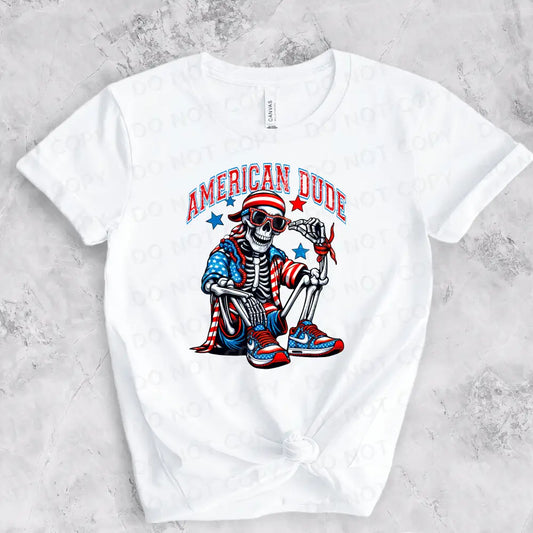 American Dude Skeleton Dtf Transfers Ready To Press Heat Transfer Direct Film Print