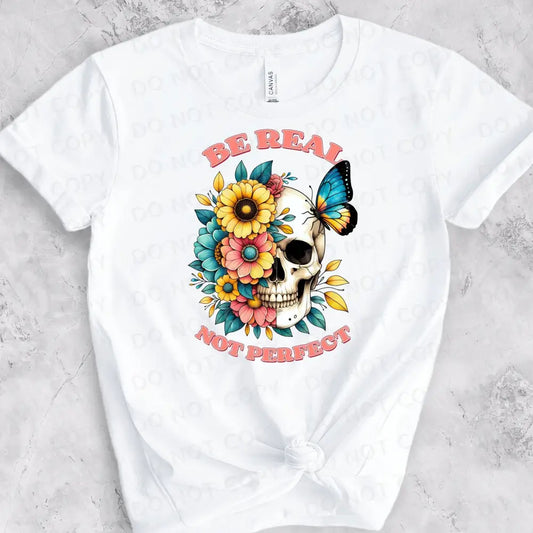 Br Real Not Perfect Flower Skull Dtf Transfers Ready To Press Heat Transfer Direct Film Print Shirt