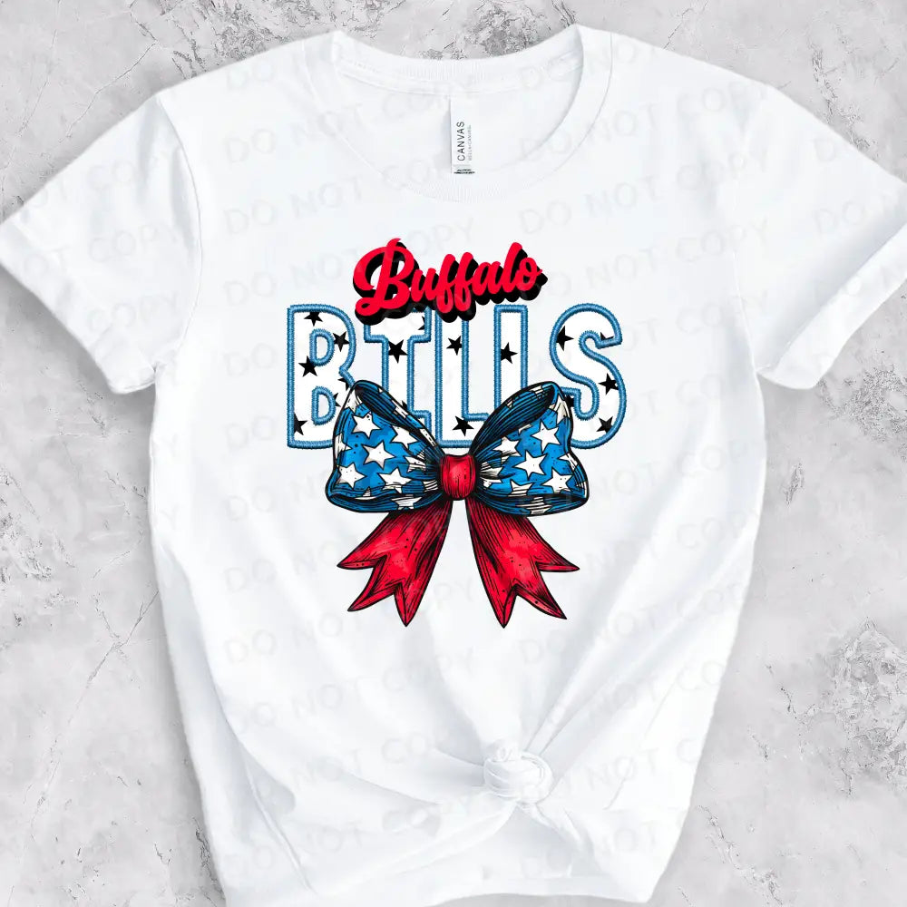 Buffalo Patriotic Bow Bills Dtf Transfers Ready To Press Heat Transfer Direct Film Print Let’s Go
