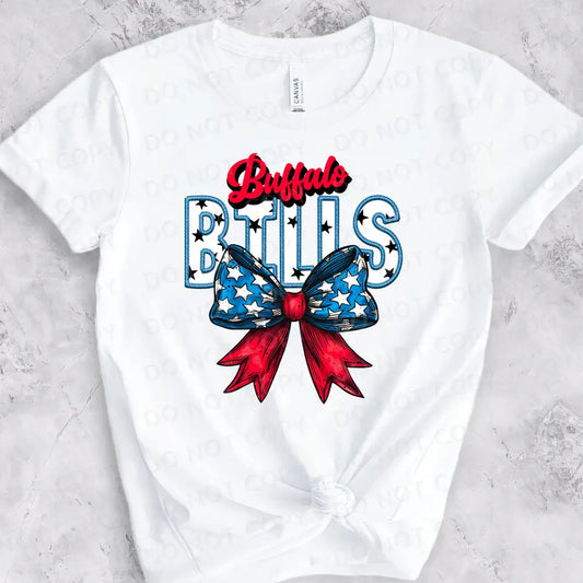 Buffalo Patriotic Bow Bills Dtf Transfers Ready To Press Heat Transfer Direct Film Print Let’s Go