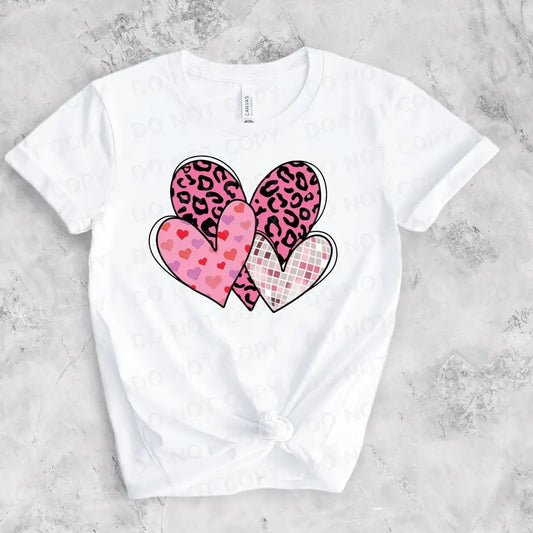 Cute Hearts Valentine’s Day Dtf Transfers Ready To Press Heat Transfer Direct Film Print Hand Drawn
