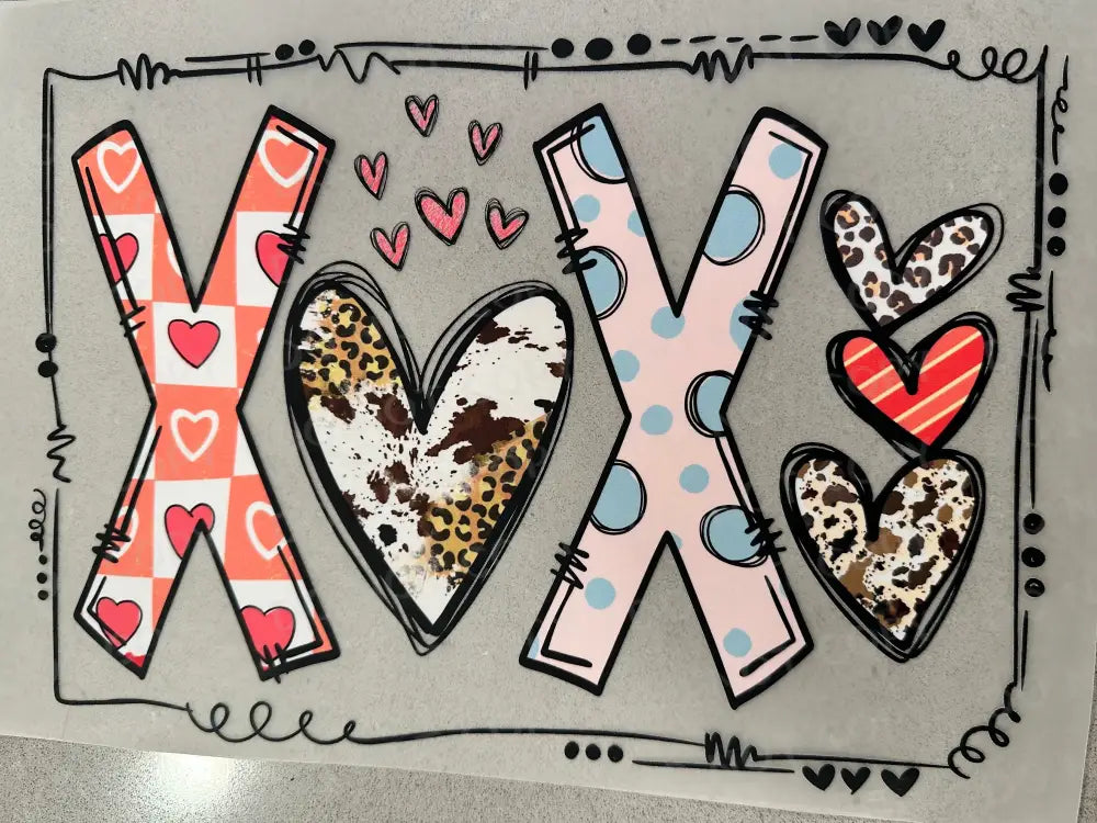 Cute Xoxo Heart Valentine’s Day Dtf Transfers Clear Film Full Color Ready To Press Heat Transfer