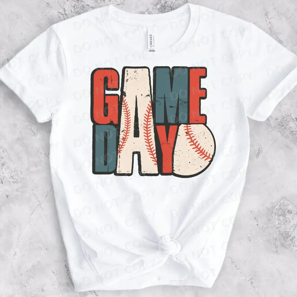 Game Day Baseball Retro Ball Dtf Transfers Clear Film Prints Ready To Press Heat Transfer Direct
