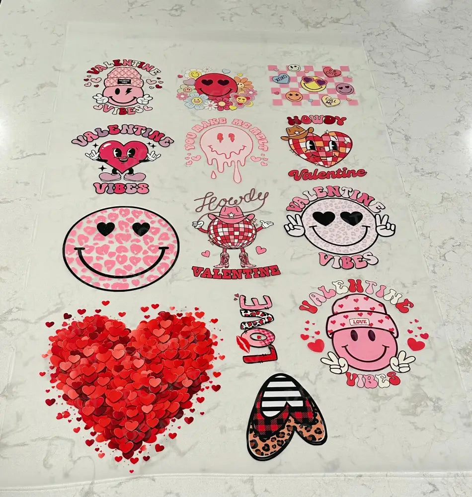 Hearts Shape Valentine Dtf Transfers Clear Print Full Color Ready To Press Heat Transfer Direct Film