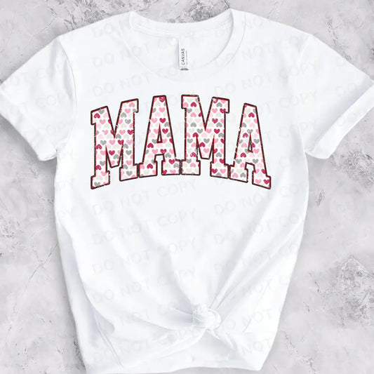 Mama Pink Hearts Valentine’s Day Dtf Transfers Ready To Press Heat Transfer Direct Film Print