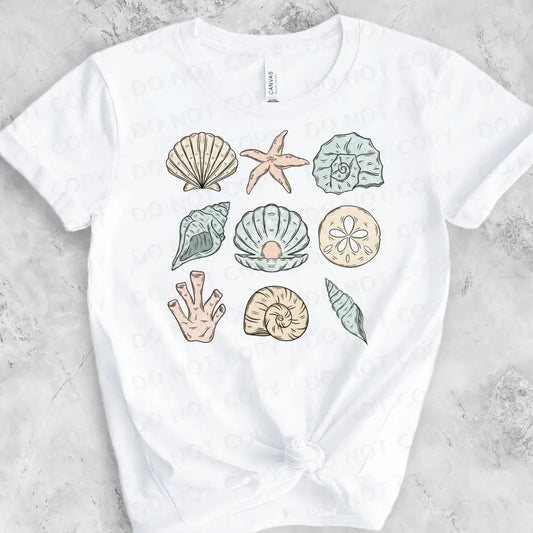 Sea Shell Grid Dtf Transfers Clear Film Ready To Press Heat Transfer Direct Print Pastel