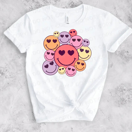Smiley Face Heart Valentine’s Day Dtf Transfers Ready To Press Heat Transfer Direct Film Print