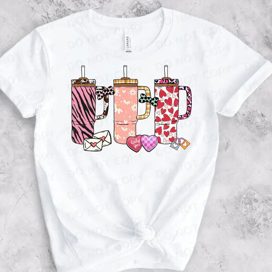 Valentine’s Day Stanley Hearts Dtf Transfers Ready To Press Heat Transfer Direct Film Print